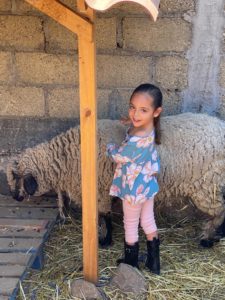 Amaia and a sheep